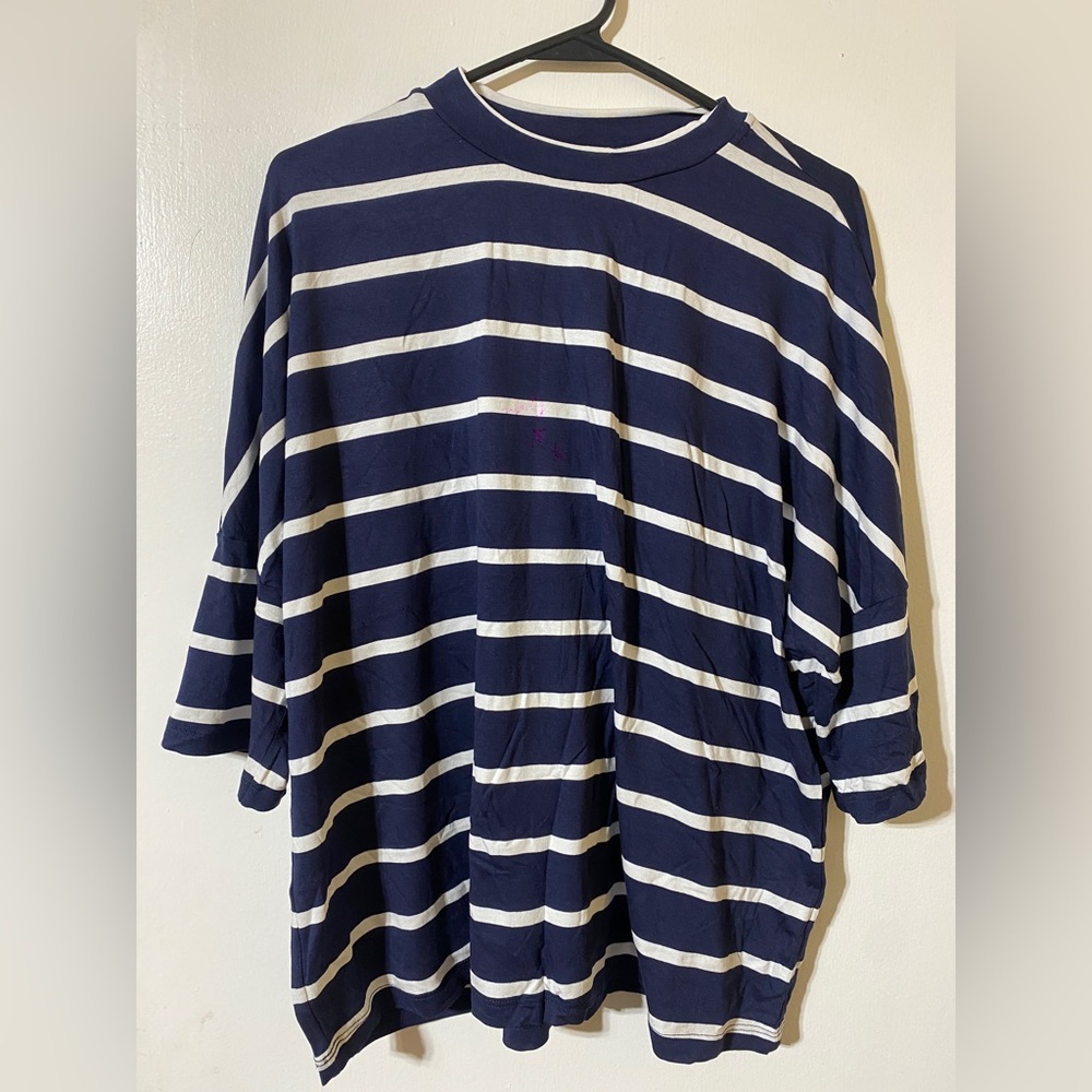 american apparel mock neck stripped shirt L